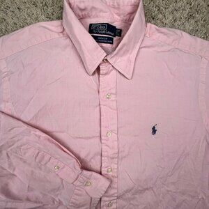 Polo Ralph Lauren ANDREW Button Up Shirt Cotton Mens Size 16.5 34 PINK Oxford